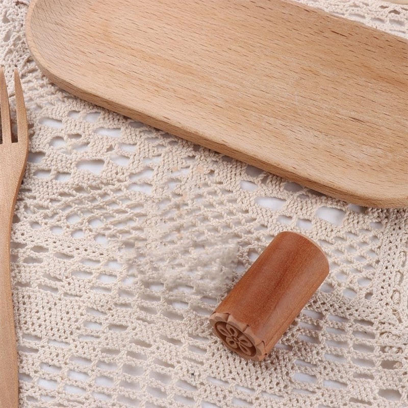 2-Pcs Wooden Mooncake Stamps Hand Pressure Cake Maker Mold Traditional Chinese gallery