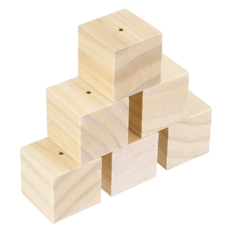 6 Pcs Wooden Flower Nails Holder, 1.38 Inch H Single Hole, Wood Color