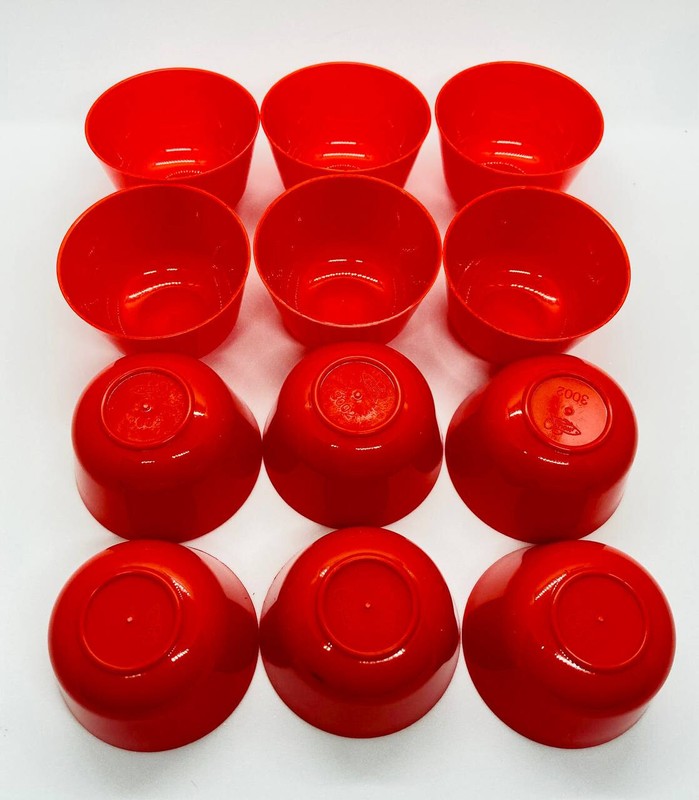 24pcs Red Round Pichi Puto Red Round Plastic Mold Cups
