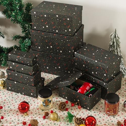 Christmas Boxes with Lids - Set of 10, Charming Festive Gift Boxes, gallery