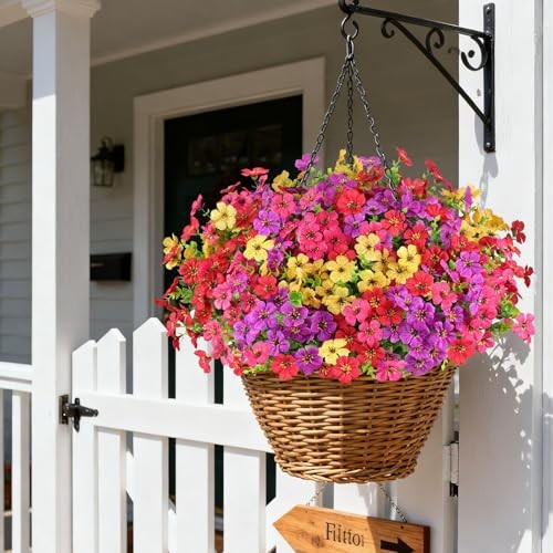 16 Bundles Artificial Flowers for Outdoors, Realistic Fake 16PCS Mix 4 Colors gallery
