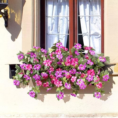 Artificial Fake Flowers Plants for Outdoor Decoration, 2PCS 2 Pcs Fuchsia Lotus gallery