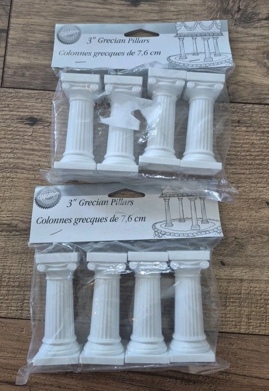 Wilton Cake Deco 2x4 12 3/8 Long Dowel Rods 2x4 pc 3+5+7 Inch Grecian Pillars gallery