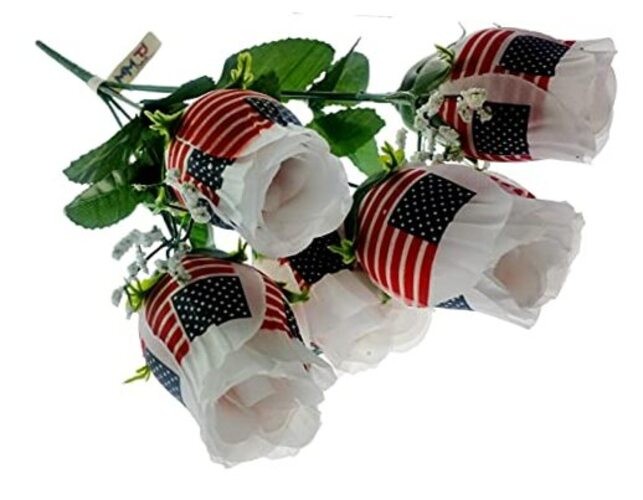 Patriotic Flowers, US Flag, Memorial Day, 4th of July Decor 1 Red/White/Blue