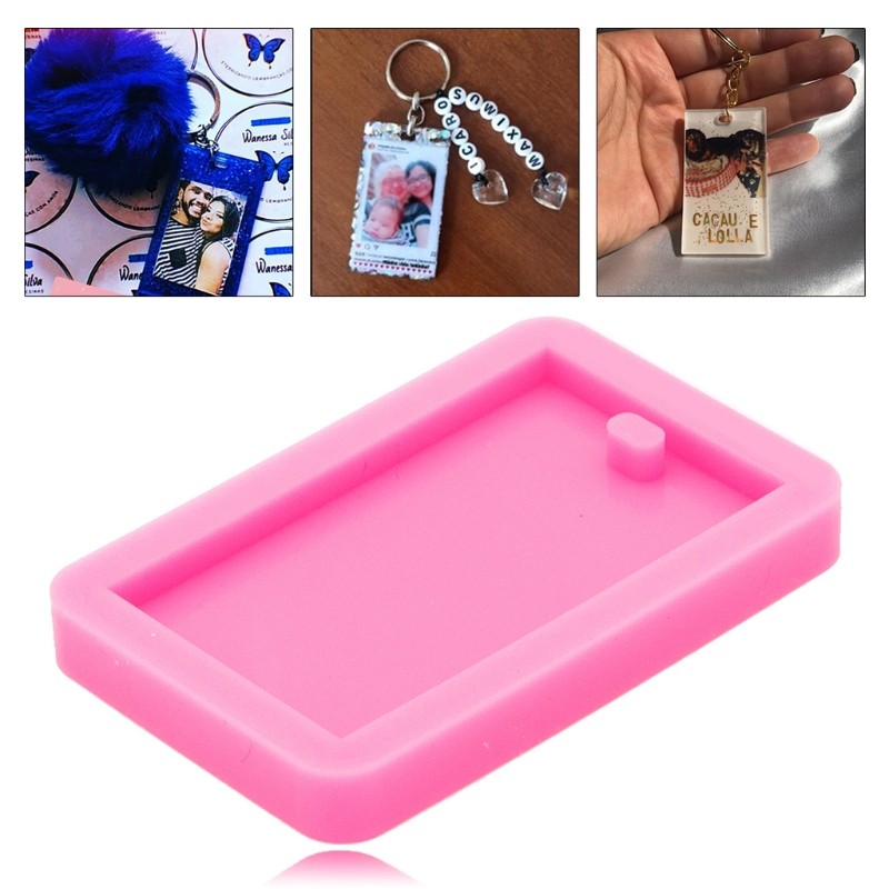 Rectangle Tag Keychain Silicone Mold with Hole for DIY Handmade Gift for Friend gallery