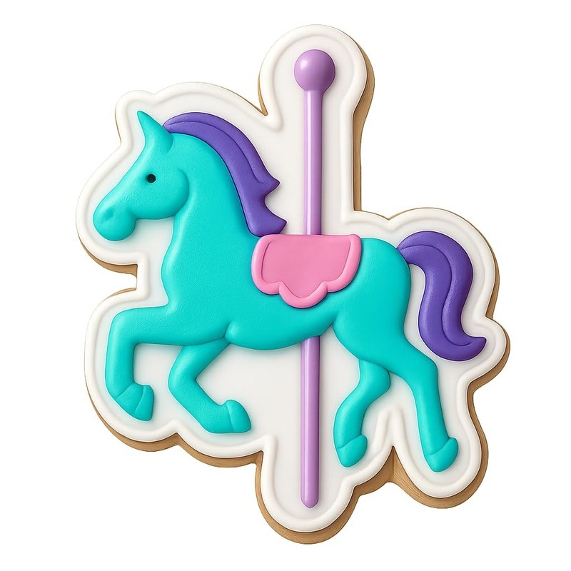 Sculpted Carousel Horse Cookie Cutter & Stamp, Fondant & Clay - 4x3.6 gallery