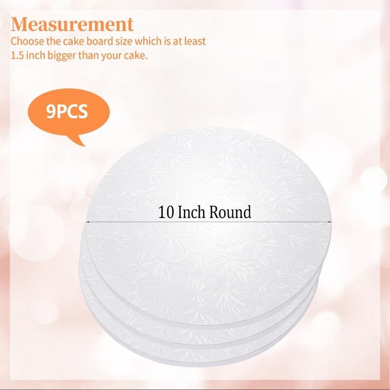 Round Cardboard Cake Drums White Greaseproof Tiered Base 10 Inch 9 PACK gallery