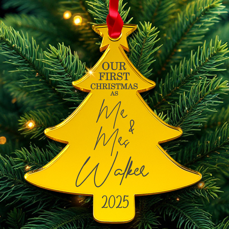 PERSONALISED First Christmas as MR & MRS Bauble Ornament Custom Acrylic 3mm gallery