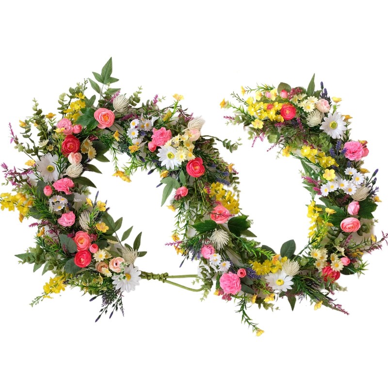 Idyllic 6Ft Spring Garland Artificial Daisy Ranunculus Vine Yellow Flowers For