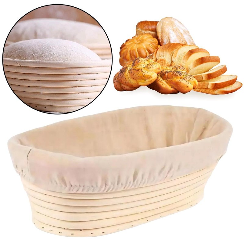 Oval 10 Inch Cloth Bread Proofing Basket for Dough Rising and Baking