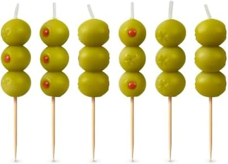 Cocktail Party Olive Birthday Candles – Set of 6 Martini Olive Celebration