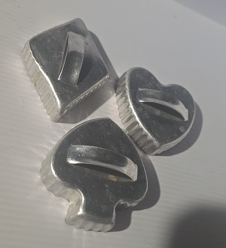 Poker Metal Cookie Cutters With Handle Diamond Spade Heart 3 Of The Set Vintage