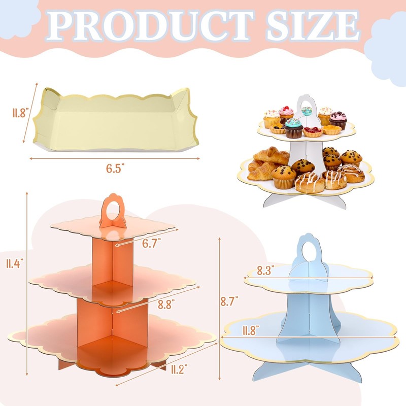 12 Pcs Tea Party Cupcake Stand Decorations Spring Cardboard Cupcake Tower 4 3... gallery