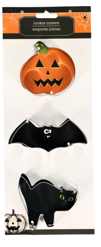 Halloween Stainless Steel Cookie Cutters ~ Pack of 3 Bat Pumpkin Cat gallery