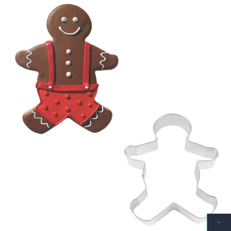 Cookie Cutter Gingerbread Boy Shape 8 Inch Tinplated Steel Silver