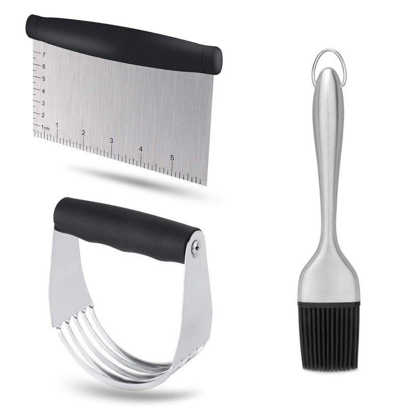 Stainless Steel Dough Blender Set - Pastry Cutter, Scraper & Brush for Baking gallery