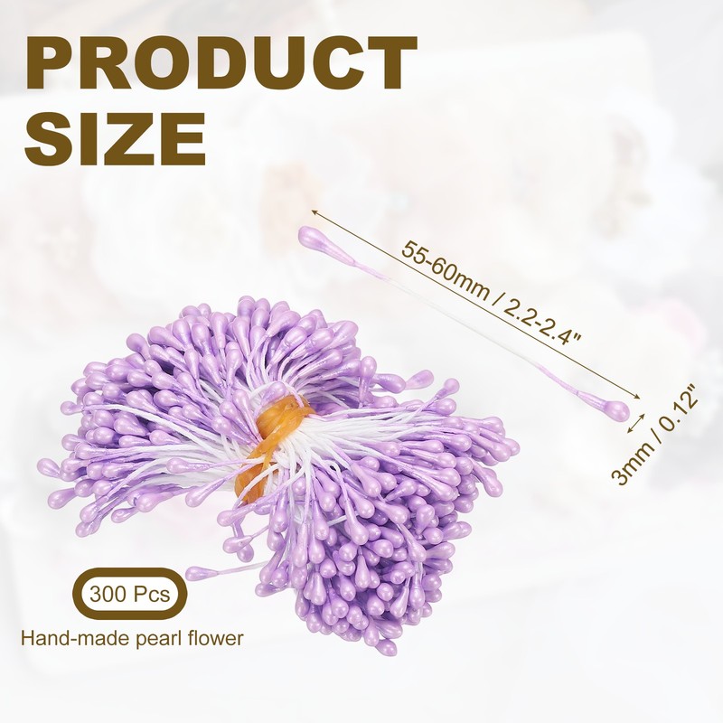 3mm Double Heads Flower Stamen, 300 Pcs Artificial Flower Pistil, Lilac gallery