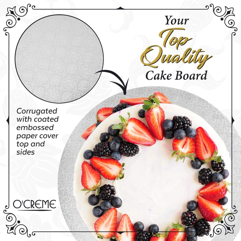 10 Pack 8 Inch White Round Cake Drum Board 1/4 Inch Thick Pastry Base gallery