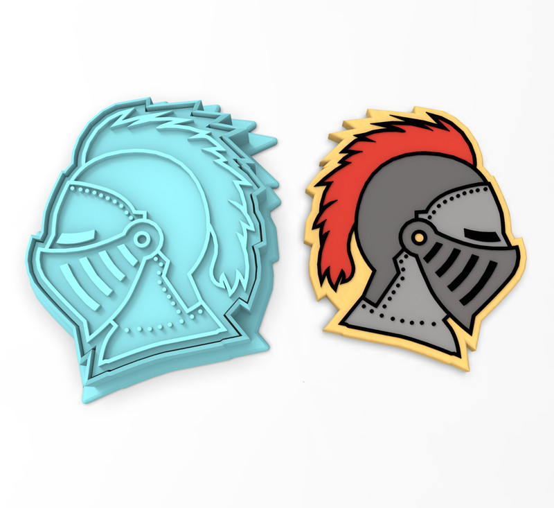 Knight Helmet Cookie Cutter & Stamp | Castle Birthday Medieval Battle Sword