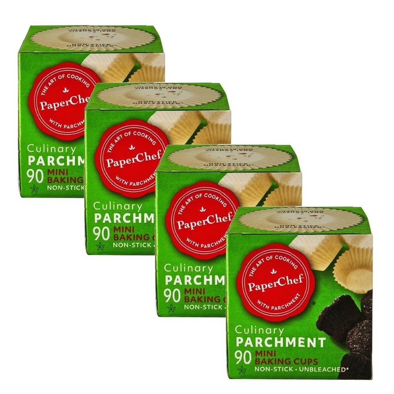 4 Pack 90 Count Mini Parchment Baking Cups Easy Release Non-Stick Paper