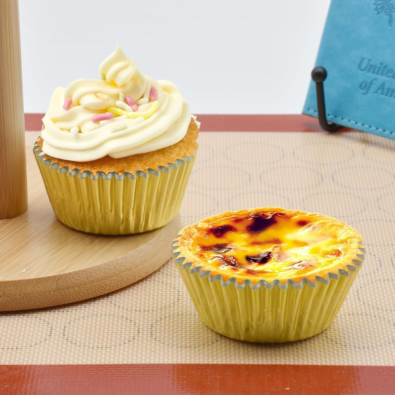 200 Pcs Gold Foil Cupcake Liners Standard Baking Cups Muffin Paper Cases gallery
