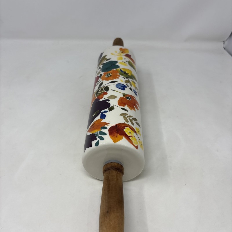 Pioneer Woman Timeless Floral Ceramic Fall Rolling Pin Autumn Bright Flowers gallery