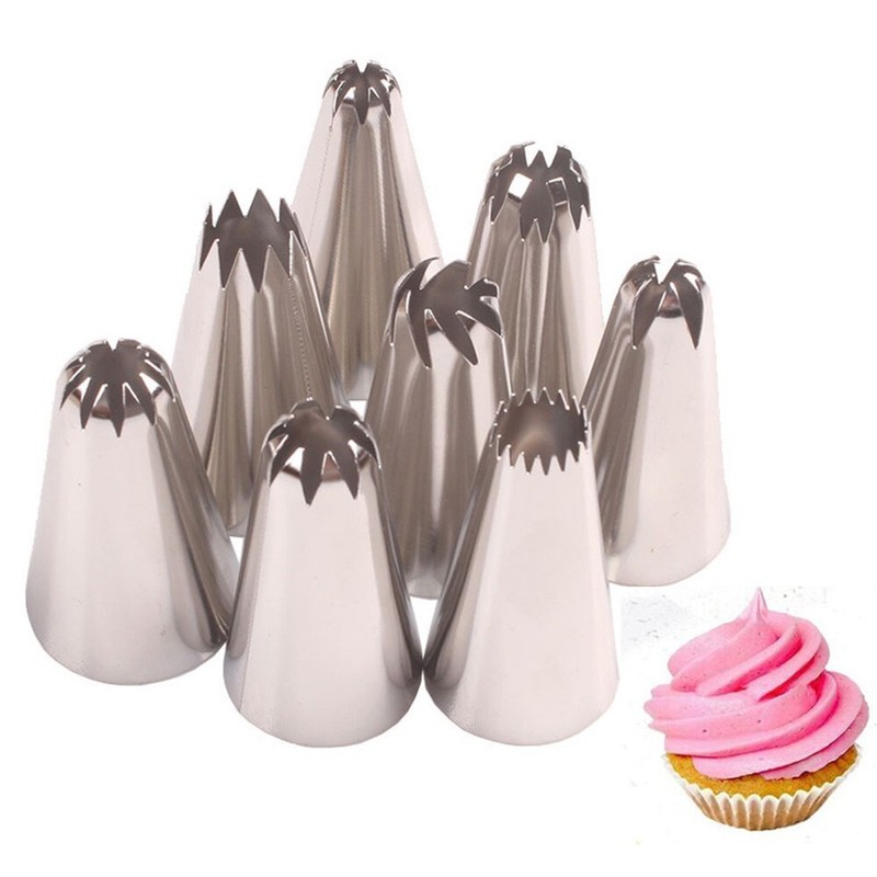 8pcs Icing Piping Russian Nozzles Stainless Steel Tips Cake Decor Baking Tools