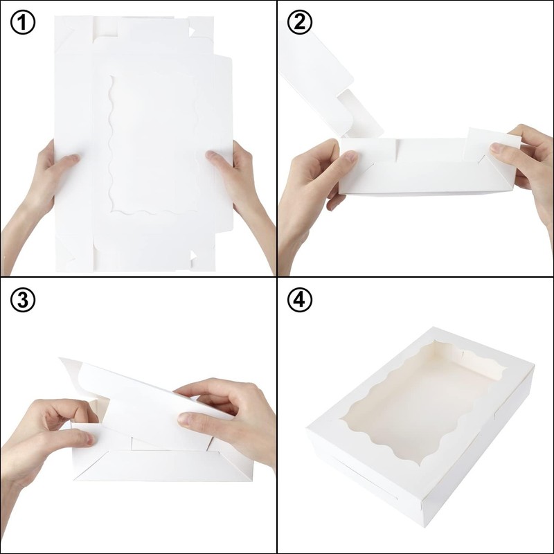 Moretoes 24pcs Bakery Boxes, 12x8x2.5 Inches,Treat Boxes with Window for Chocola gallery