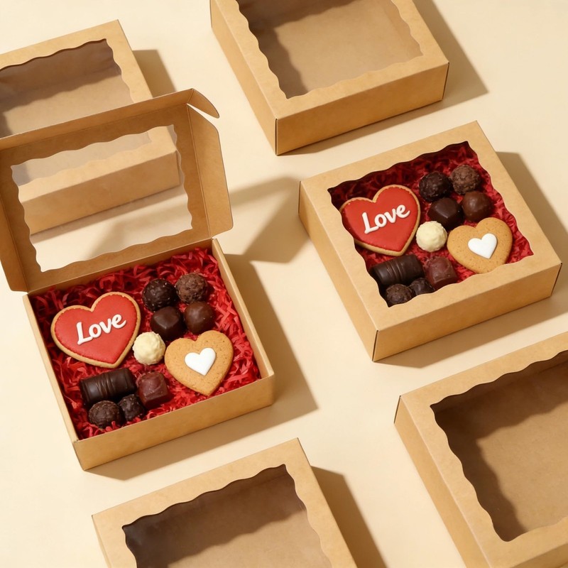 30 Pcs Brown Pie Boxes 8x8x2 Inches Bakery Boxes with Window Cookie Box gallery
