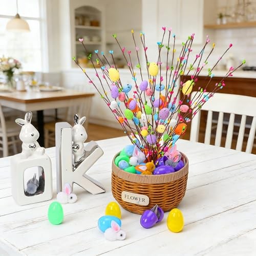 39Pcs Easter Decorations Artificial Easter Spray Vine with Pastel Eggs and gallery