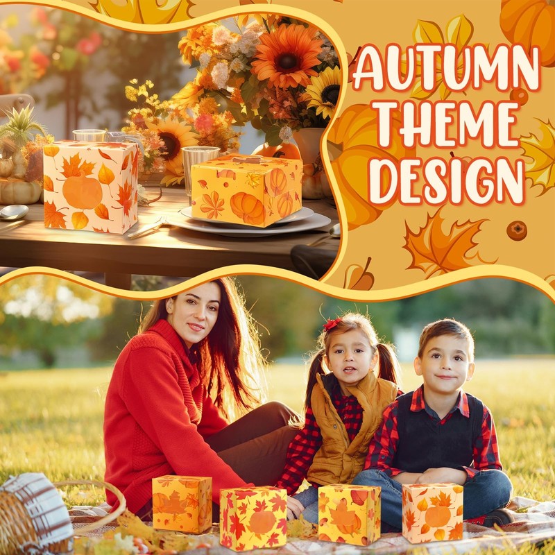 100 PCS Thanksgiving Cookie Boxes Window Fall Maple Leaf Pumpkin Bakery Treat gallery