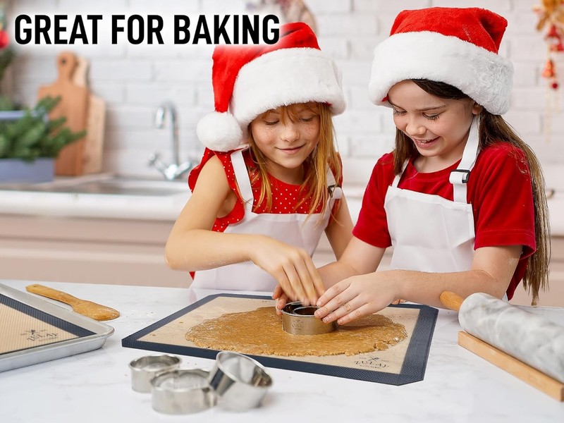 Zulay Kitchen 16.5"x11.6" 2-Pack Silicone Baking Mat - 2 Pack, Dark Gray gallery