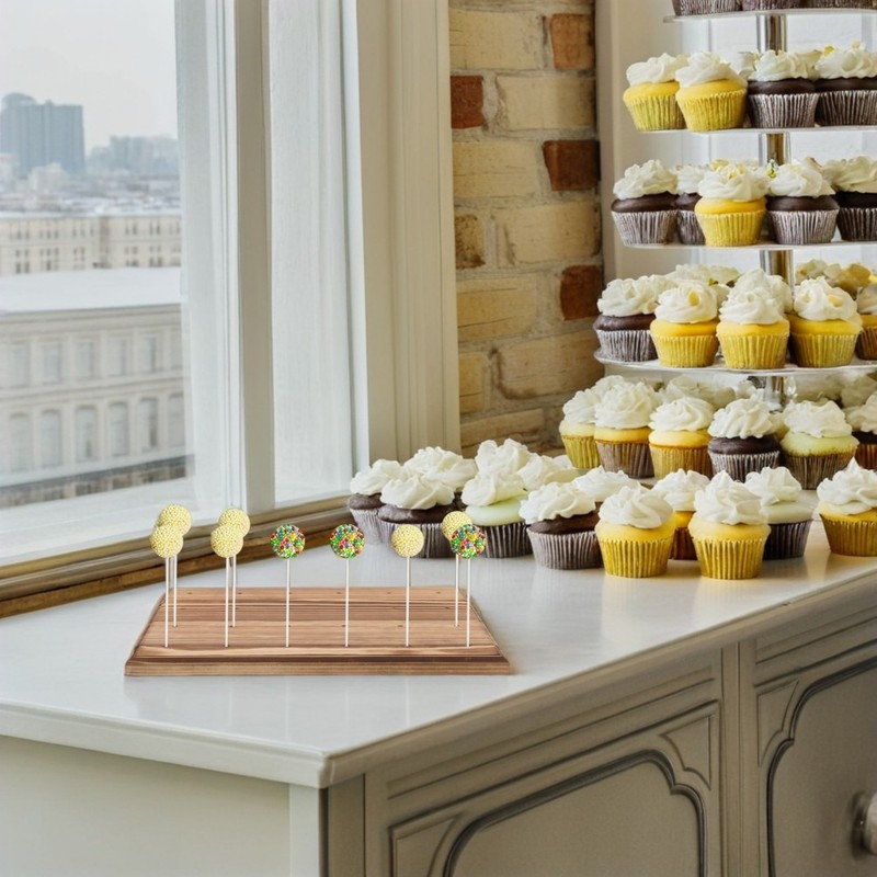 Cake Table Stand Wooden Lollipop Holder Cakepop Display Holders for Party gallery