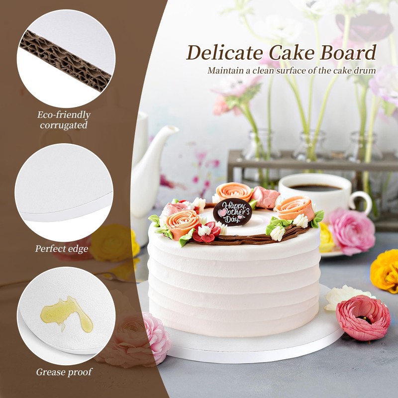 Cake Drums 10 Inch Round Cake Boards 1/2" Thick Food-Grade Corrugated Cardboa... gallery