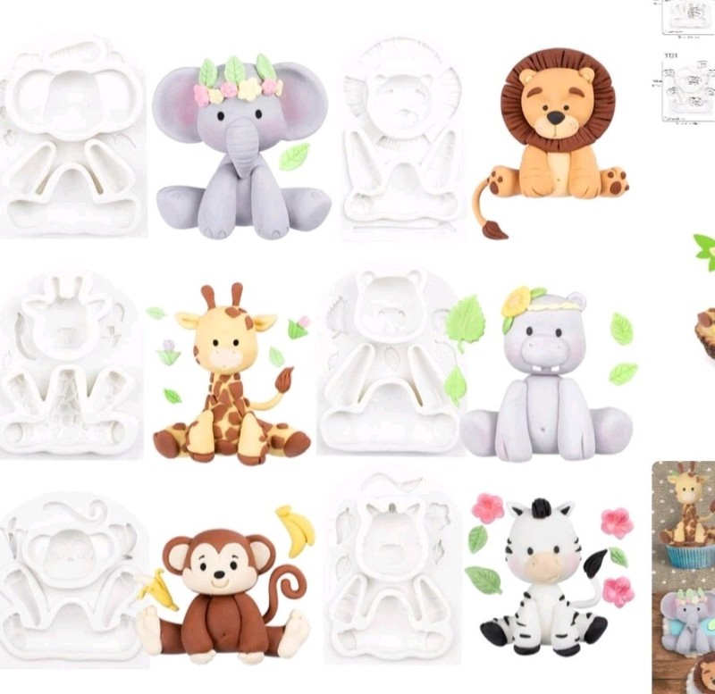 Jungle Animals Fondant Silicone Molds Sugarcraft Cake Decoration 6-count gallery
