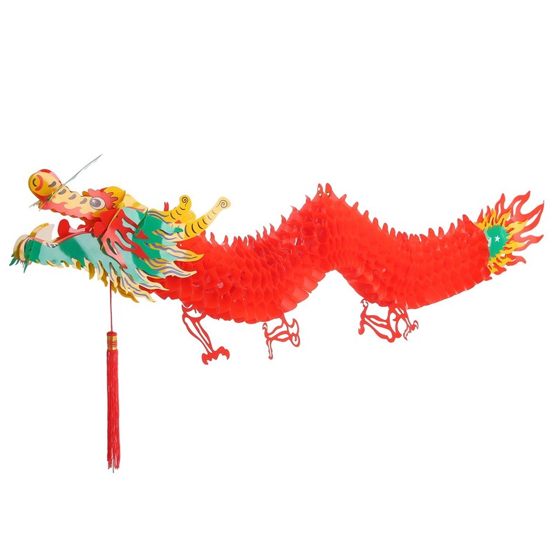 Bememo 6.6 Feet 3D Chinese New Year Dragon Decorations Hanging Feet, Red