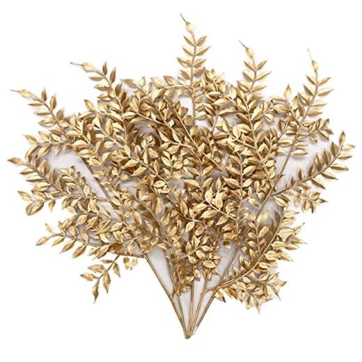 Gold Leaves Decorations for Christmas Artificial Golden Gold Foliage – 5 Pcs