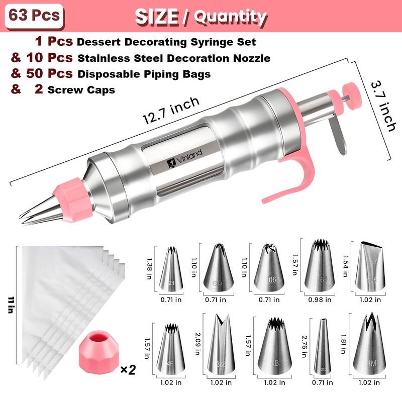 Dessert Decorating Syringe Set Icing Piping Kit Frosting Piping Kit Stainless... gallery