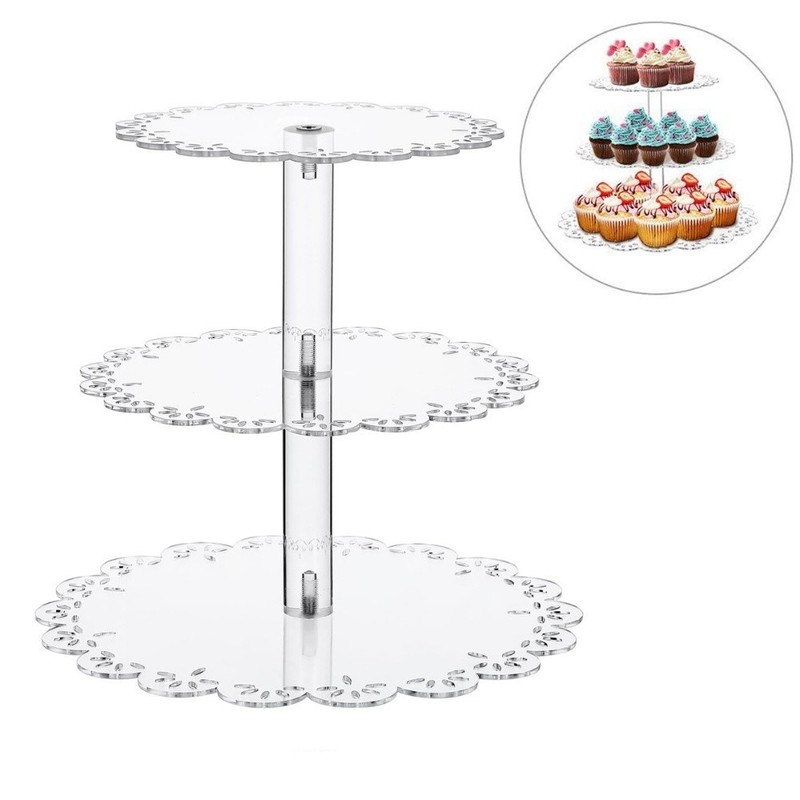 4 Tier Acrylic Cupcake Stand with Lace Edge for Weddings Birthdays and Showers gallery