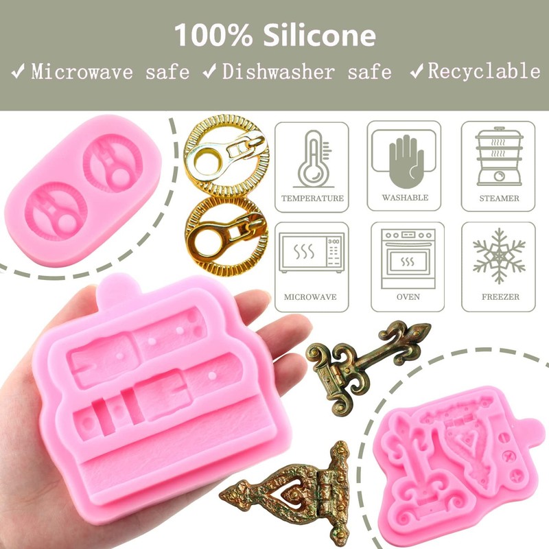 Zipper Chain Fondant Mold Belt Straps Silicone Molds Hinge Screws Mold For Ca... gallery