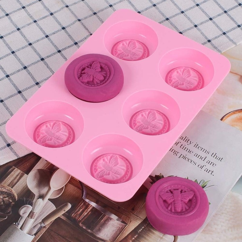 4 Pack Bumble Bee Silicone Molds, Honeybee Round Soap Molds for Pink gallery