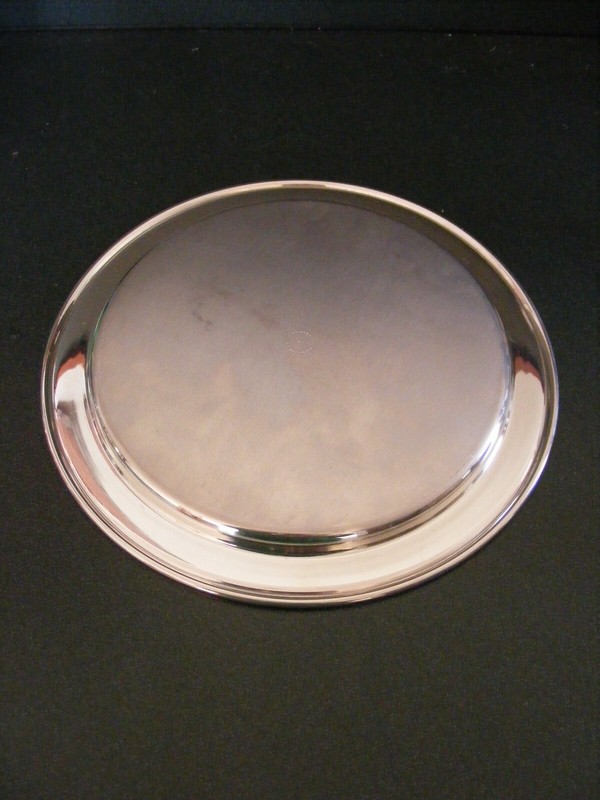 Modern RF Williams shiny Pewter cake plate heavy weight construction 10" Across gallery