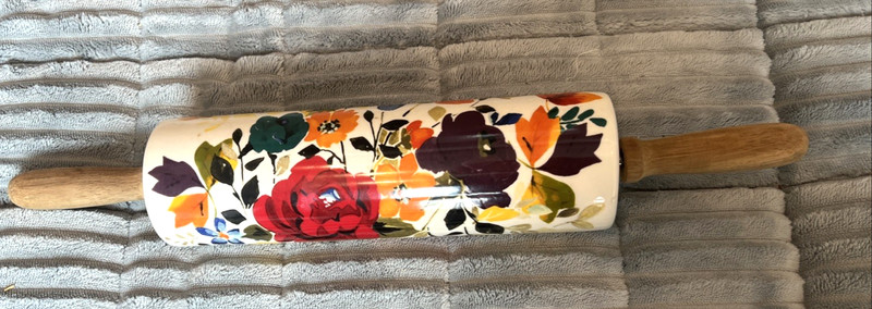 PIONEER WOMAN Cottage Core “Timeless Floral” Autumn Fall Ceramic ROLLING PIN