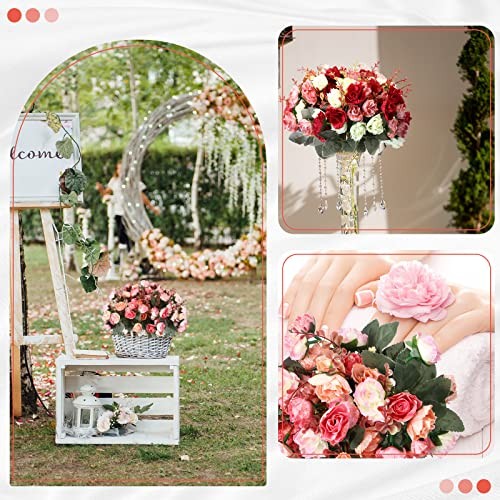 Pcs Rose Artificial Flowers Fake Flowers Bouquet 21 Heads Silk Faux 8 Pink gallery