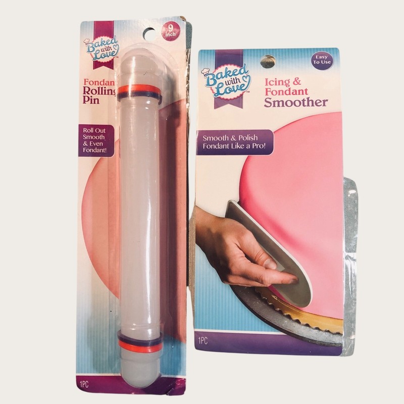 Baked With Love Fondant 9″ Rolling Pin & Smoother Set