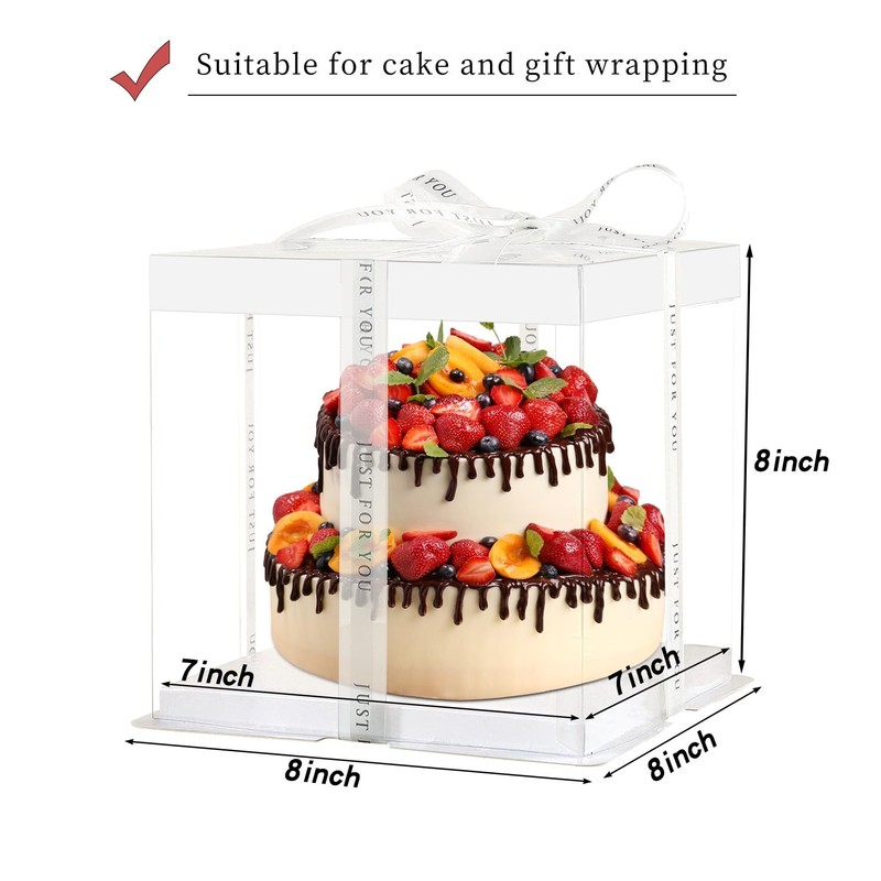 7" X 7" X 8" Ideal for 4" and 5" Inch Layer Tiered Cakes ,6 Pcs Transparent C... gallery