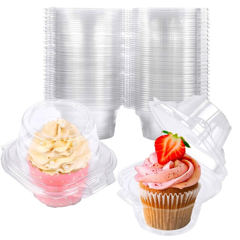 150 Pack Individual Cupcake Containers Plastic Cupcake Boxes Cupcake Holders Sta