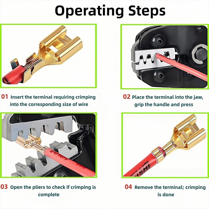 Ratchet Crimper Tool with Terminal Removal Kit | 45# Steel for AWG23-16 gallery