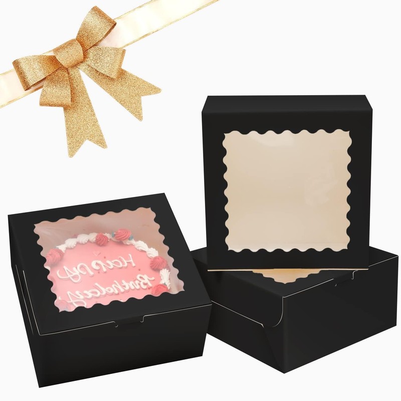36pcs 10x10x5 Inches Black Cake Boxes with Window 18-Packs, 10 Inch Bakery Bo... gallery