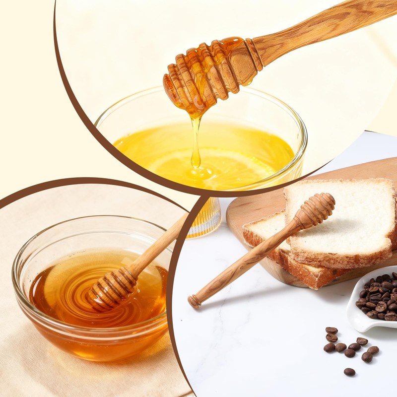 Olive Wooden Honey Dipper Stick, 6.3 Inch Wooden Honey Spoon Stick for Jars, ... gallery